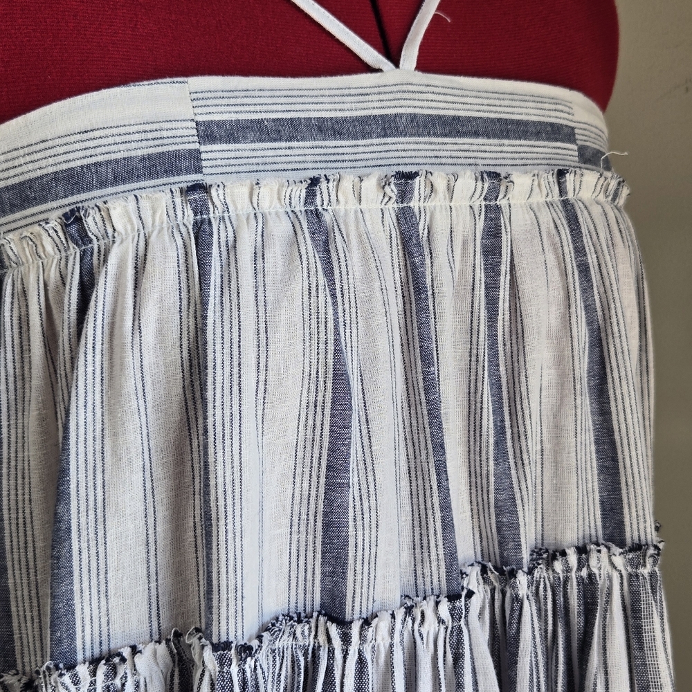 NWOT J CREW Linen Flounced Cover Up Beach Sun Strappy Maxi Dress* White … - Picture 7 of 14
